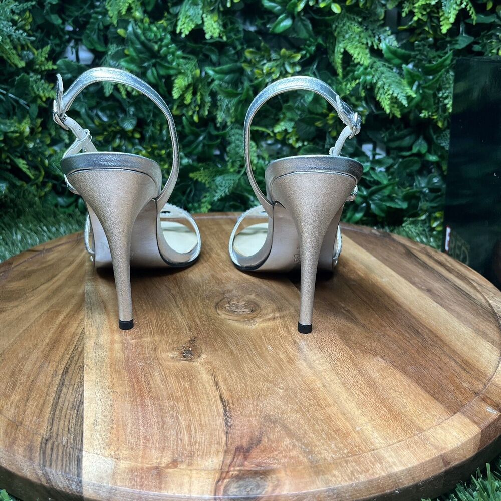 E! Live‎ From The Red Carpet Heels Women’s 8.5 Silver Dress Bridal Sandals 1662 - Picture 13 of 16